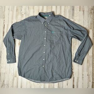 CINCH Shirt Adult XL Blue/red Geometric Western Cowboy Rodeo Cotton Mens